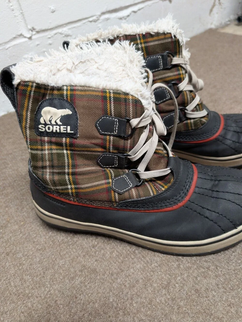 SOREL Women's Plaid Tivoli Duck Winter Snow Waterproof Boots (Size 10)